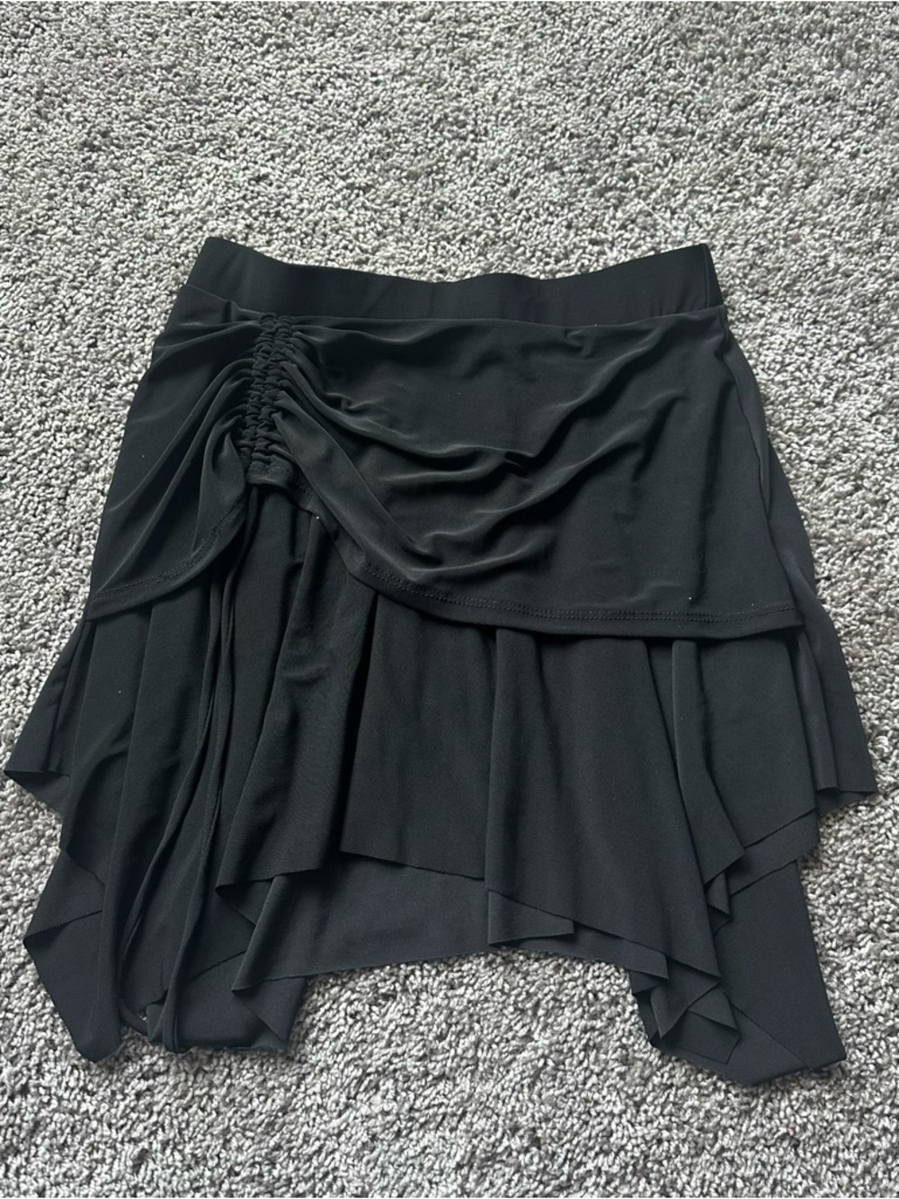 Black Ruched Layered Mini Skirt - Women